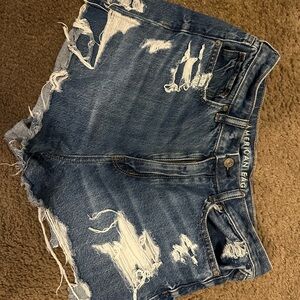 American Eagle Outfitters Blue Distressed Jean Shorts